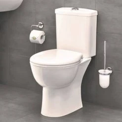 Grohe Bau Rimless Close Coupled Toilet with Soft Close Seat (Side Inlet) + FREE TOILET ROLL HOLDER -Toilets Shop 39496000 D4 460