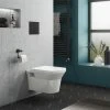 Arezzo Matt Black Dual Flush Concealed WC Cistern with Wall Hung Frame + Modern Toilet -Toilets Shop ARWHFP N PROD