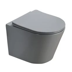 Arezzo Matt Grey Rimless Wall Hung Toilet incl. Soft Close Seat