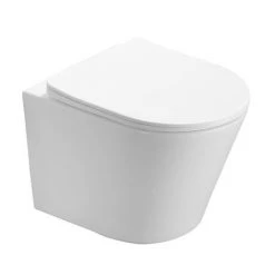 Arezzo Matt White Rimless Wall Hung Toilet incl. Soft Close Seat -Toilets Shop AZ233WMW d5 460