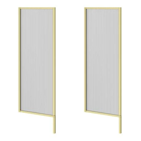 2 x Arezzo Fluted Glass Brushed Brass Framed Urinal Partitions 5 2 x Arezzo Fluted Glass Brushed Brass Framed Urinal Partitions - Image 3