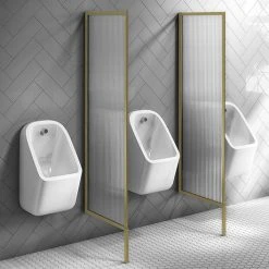 Toilets Shop 23 2 x Arezzo Fluted Glass Brushed Brass Framed Urinal Partitions