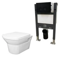 Arezzo Compact Toilet Fixing Frame with Dual Flush Cistern + Modern Toilet -Toilets Shop AZCFRB PAN d4a 460