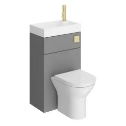 Arezzo Matt Grey 2-In-1 Wash Basin & Toilet (500mm Wide x 300mm) incl. Brushed Brass Flush 12 Arezzo Matt Grey 2-In-1 Wash Basin & Toilet (500mm Wide x 300mm) incl. Brushed Brass Flush -Toilets Shop AZCOMBWCGB d1 460