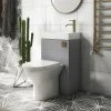 Arezzo Matt Grey 2-In-1 Wash Basin & Toilet (500mm Wide x 300mm) incl. Brushed Brass Flush -Toilets Shop AZCOMBWCGB p