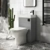 Arezzo Matt Grey Combined 2-In-1 Wash Basin & Toilet (500mm Wide x 300mm) incl. Black Flush -Toilets Shop AZCOMBWCG p