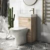 Arezzo Rustic Oak 2-In-1 Wash Basin & Toilet (500mm Wide x 300mm) incl. Brushed Brass Flush 2 Arezzo Rustic Oak 2-In-1 Wash Basin & Toilet (500mm Wide x 300mm) incl. Brushed Brass Flush -Toilets Shop AZCOMBWCOKB p