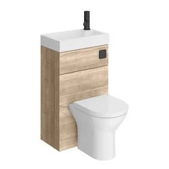 Arezzo Rustic Oak 2-In-1 Wash Basin & Toilet (500mm Wide x 300mm) incl. Black Flush -Toilets Shop AZCOMBWCOK d6 460
