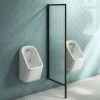 Arezzo Fluted Glass Matt Black Framed Urinal Partition -Toilets Shop AZMBFP1 prod