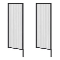 2 x Arezzo Fluted Glass Matt Black Framed Urinal Partitions -Toilets Shop AZMBFP2 d2 460