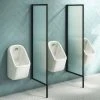 2 x Arezzo Fluted Glass Matt Black Framed Urinal Partitions -Toilets Shop AZMBFP2 p