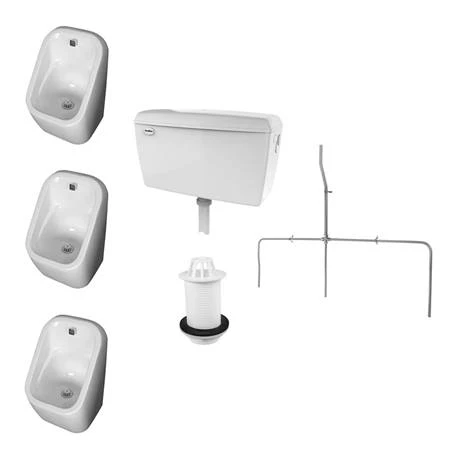 Arezzo Concealed Urinal Pack with 3 x Urinal Bowls + 2 x Chrome Frame Glass Partitions 4 Arezzo Concealed Urinal Pack with 3 x Urinal Bowls + 2 x Chrome Frame Glass Partitions - Image 2