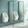 Arezzo Concealed Urinal Pack with 3 x Urinal Bowls + 2 x Chrome Frame Glass Partitions -Toilets Shop AZPAK3CH P