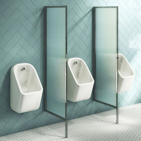 Arezzo Concealed Urinal Pack with 3 x Urinal Bowls + 2 x Chrome Frame Glass Partitions 3 Arezzo Concealed Urinal Pack with 3 x Urinal Bowls + 2 x Chrome Frame Glass Partitions