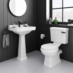 Arezzo Traditional Toilet with Chrome + Matt Black Lever -Toilets Shop AZTCC CB d6 460