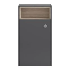 Hudson Reed Coast 600mm WC Unit with Open Shelf - Grey Gloss/Driftwood