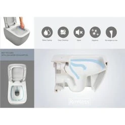 RAK Cloud Rimless Back To Wall Pan + Soft Close Seat - Matt White -Toilets Shop CLOBTWGW D2 460 5