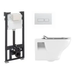 Crosswater MPRO Matt White / Kai Toilet + Concealed WC Cistern with Wall Hung Frame -Toilets Shop CRWCBN03 D5 460