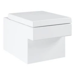 Grohe Cube Ceramic Rimless Wall Hung Toilet with Soft Close Seat + FREE TOILET ROLL HOLDER -Toilets Shop CUBWHWC D7 460