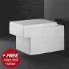 Grohe Cube Ceramic Rimless Wall Hung Toilet with Soft Close Seat + FREE TOILET ROLL HOLDER -Toilets Shop CUBWHWC P1