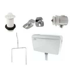 Cove Exposed Urinal Pack with 2 x 400mm Urinal Bowls + Plastic Cistern -Toilets Shop CVU4PAK2P d1 460 1