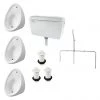 Cove Exposed Urinal Pack with 3 x 400mm Urinal Bowls + Plastic Cistern -Toilets Shop CVU4PAK3P p 1