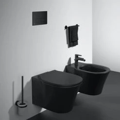 Ideal Standard Connect Air Silk Black Wall Hung Bidet -Toilets Shop E0266V3 D1 460