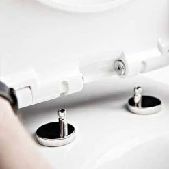 Twyford E100 Round Wall Hung WC + Soft Close Seat -Toilets Shop E17857WH D4 460