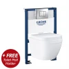 Grohe Rapid SL 0.82m Frame / Euro Compact Rimless Complete WC 5 in 1 Pack + FREE TOILET ROLL HOLDER 2 Grohe Rapid SL 0.82m Frame / Euro Compact Rimless Complete WC 5 in 1 Pack + FREE TOILET ROLL HOLDER -Toilets Shop EUCOM 5IN1 P1
