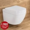 Grohe Euro Rimless Wall Hung Toilet with Soft Close Seat + FREE TOILET ROLL HOLDER -Toilets Shop EURWHWC P1