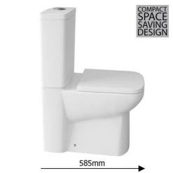 Hudson Reed Arlo Compact Flush to Wall Toilet + Soft Close Seat -Toilets Shop Hudson Reed Compact Back To Wall Close Coupled Toilet with Top Fix Soft Close Seat CPC002 d1 375