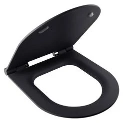 BagnoDesign Koy Matt Black Rimless Wall Hung Toilet with Soft Close Seat -Toilets Shop KOY320MB D2 460