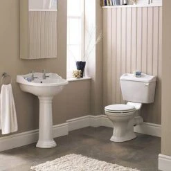 Monaco Traditional Close Coupled Toilet + Soft Close Seat -Toilets Shop Monaco Traditional Close Coupled Toilet with Soft Close Seat d2 460