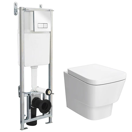 Nuie Cambria Wall Hung Toilet with Dual Flush Concealed Cistern + Wall Hung Frame 3 Nuie Cambria Wall Hung Toilet with Dual Flush Concealed Cistern + Wall Hung Frame
