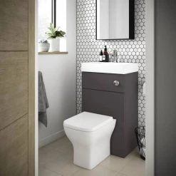 Nuie Athena 500 Gloss Grey 2-In-1 Basin, Concealed Cistern & WC Unit - PRC945CB 7 Nuie Athena 500 Gloss Grey 2-In-1 Basin, Concealed Cistern & WC Unit - PRC945CB -Toilets Shop PRC945CB d2 460