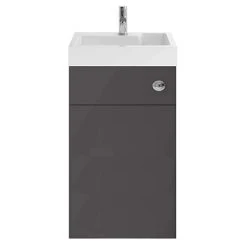 Nuie Athena 500 Gloss Grey 2-In-1 Basin, Concealed Cistern & WC Unit - PRC945CB
