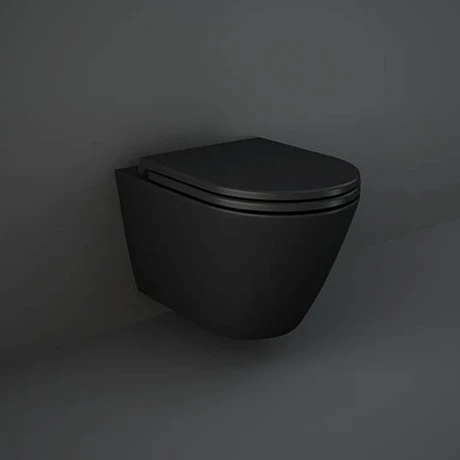 RAK Feeling Rimless Wall Hung Toilet with Soft Close Seat - Matt Black 3 RAK Feeling Rimless Wall Hung Toilet with Soft Close Seat - Matt Black