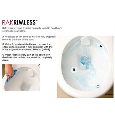 RAK Metropolitan Wall Hung Rimless Pan + Soft Close Seat 4 RAK Metropolitan Wall Hung Rimless Pan + Soft Close Seat - Image 2