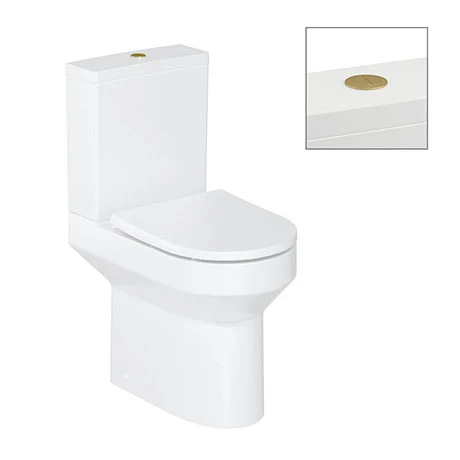 Britton Shoreditch Round Close Coupled Rimless Toilet with Brushed Brass Flush Button + Soft Close Seat 3 Britton Shoreditch Round Close Coupled Rimless Toilet with Brushed Brass Flush Button + Soft Close Seat