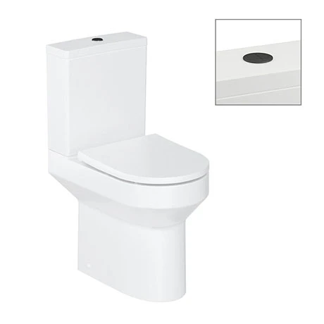 Britton Shoreditch Round Close Coupled Rimless Toilet with Matt Black Flush Button + Soft Close Seat 3 Britton Shoreditch Round Close Coupled Rimless Toilet with Matt Black Flush Button + Soft Close Seat