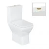Britton Shoreditch Square Close Coupled Rimless Toilet with Brushed Brass Flush Button + Soft Close Seat -Toilets Shop SHSCCRBB P