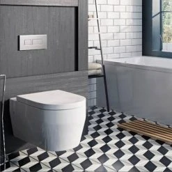Britton Bathrooms Stadium Wall Hung Pan + Soft Close Seat -Toilets Shop STADWH D1 460