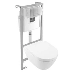 Villeroy and Boch Viconnect Pro Toilet Frame with Chrome Flush Plate + Subway 2.0 Wall Hung Toilet -Toilets Shop SUBVIPWC D1 460