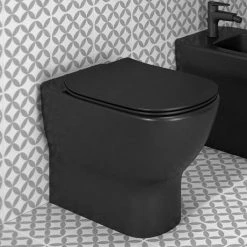Ideal Standard Tesi Silk Black AquaBlade Back to Wall WC + Soft Close Seat -Toilets Shop TESB BTW SC D2 460