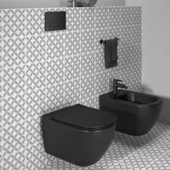 Ideal Standard Tesi Silk Black AquaBlade Wall Hung WC + Soft Close Seat -Toilets Shop TESSB WH SC D3 460