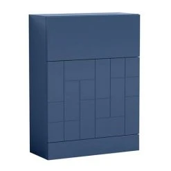 Venice Abstract Blue Complete Toilet Unit w. Pan, Cistern + Matt Black Flush -Toilets Shop VA6WCBLUCH d2 460