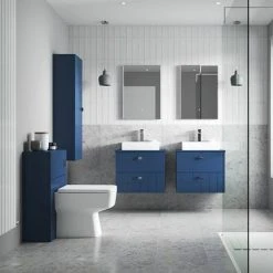 Venice Abstract Blue Complete Toilet Unit w. Pan, Cistern + Polished Chrome Flush -Toilets Shop VA6WCBLUCH d7 460