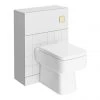 Venice Abstract White Complete Toilet Unit w. Pan, Cistern + Brushed Brass Flush -Toilets Shop VA6WCWHTBB p