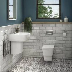 Valencia Wall Hung Toilet with Soft Close Seat (incl. Chrome Flush + Concealed Cistern Frame) -Toilets Shop VALWHCHT d4 460