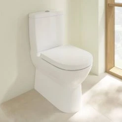 Villeroy and Boch O.novo BTW Close Coupled Toilet (Side/Rear Entry Water Inlet) + Soft Close Seat -Toilets Shop VBONBICCWC D1 460